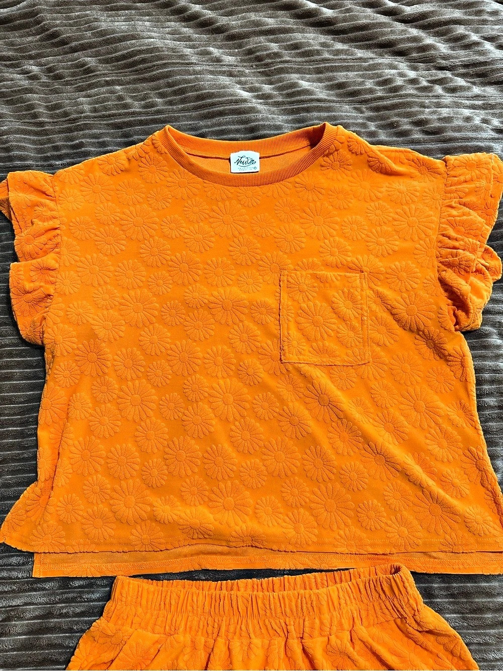 Orange Floral Ruffle Matching Set - Picture 2 of 4